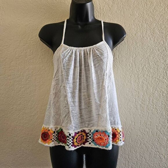 Sloane Rouge Tops - Sloane Rouge Crochet Accented Tank Top